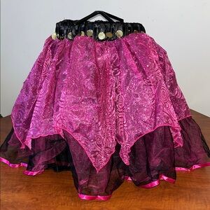 Disney Pirate Princess Tutu Layered Cruise Line skirt Gold tone Coins Lined NWOT